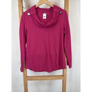Neon Buddha Hot Pink Long Sleeve Cowl Neck Tunic #1218 Size LARGE
